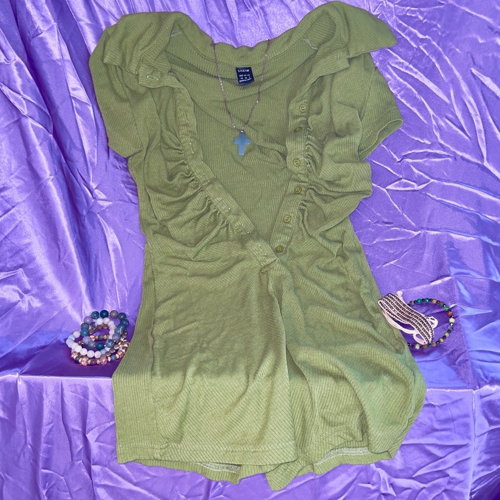 Retro Green Women's Romper Size Xs Great Condition Fun One-Piece Outfit Style